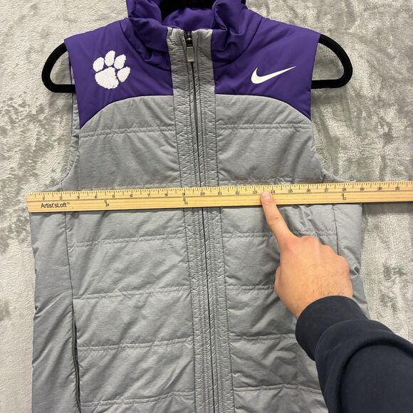Nike Clemson Tigers Purple Gray Vest Men’s M Puffer Full Zip Gillet Vest NCAA - Picture 4 of 5